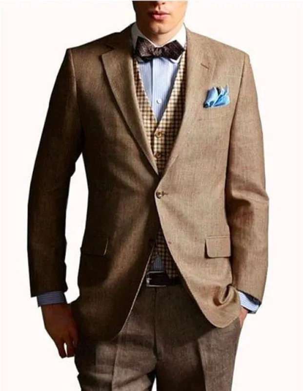 Mens Great Gatsby | Leonardo Dicaprio Suit in Taupe sold by Alberto Nardoni