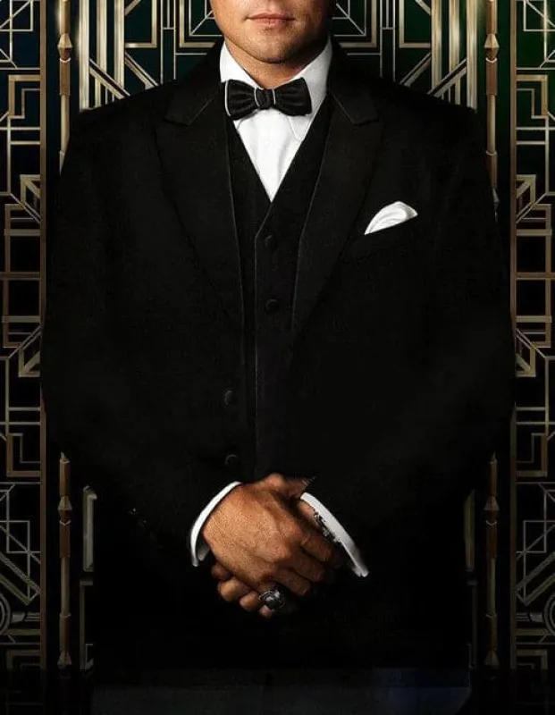 Mens Great Gatsby | Leonardo Dicaprio Vested Tuxedo in Black sold by Alberto Nardoni