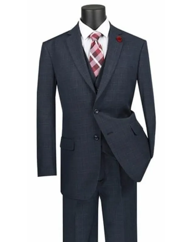 3 Piece Plaid Suit -Blue Mens Plaid Suit sold by Alberto Nardoni