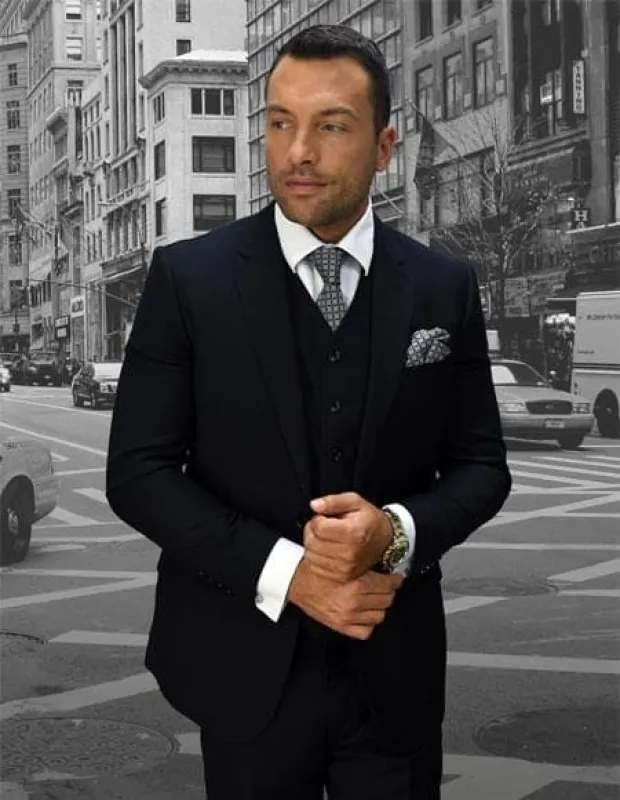 3 Piece Plaid Suit -Navy Mens Plaid Suit sold by Alberto Nardoni