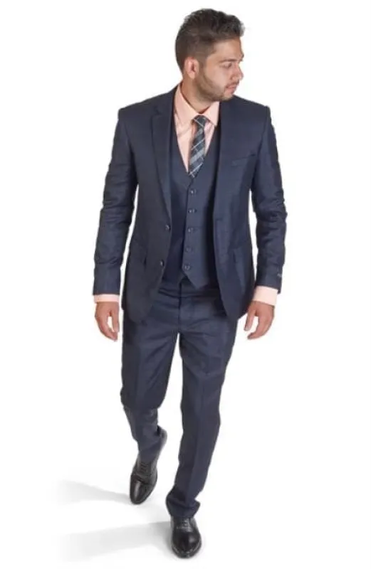 3 Piece Plaid Suit -Navy Blue Mens Plaid Suit sold by Alberto Nardoni