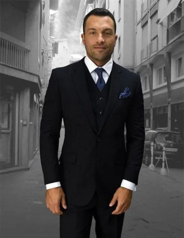 3 Piece Plaid Suit -Navy Mens Plaid Suit sold by Alberto Nardoni