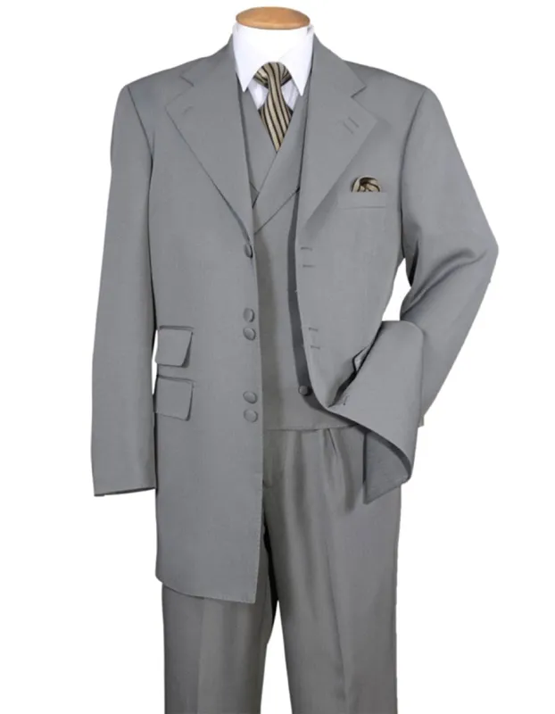 Mens Grey Suit Mens 6 Button Double Breasted Vest Zoot Suit in Grey sold by Alberto Nardoni