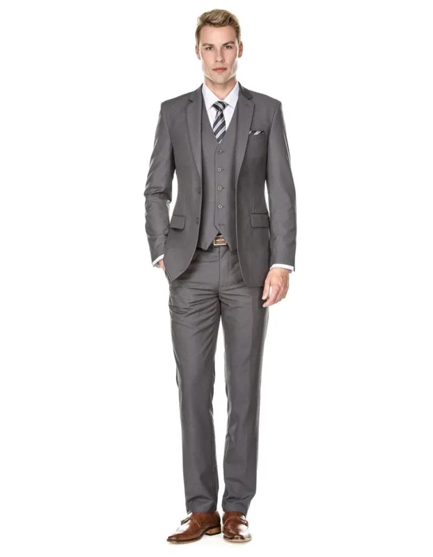 Mens Grey Suit Mens Vested Smart Modern Fit Suit Grey sold by Alberto Nardoni