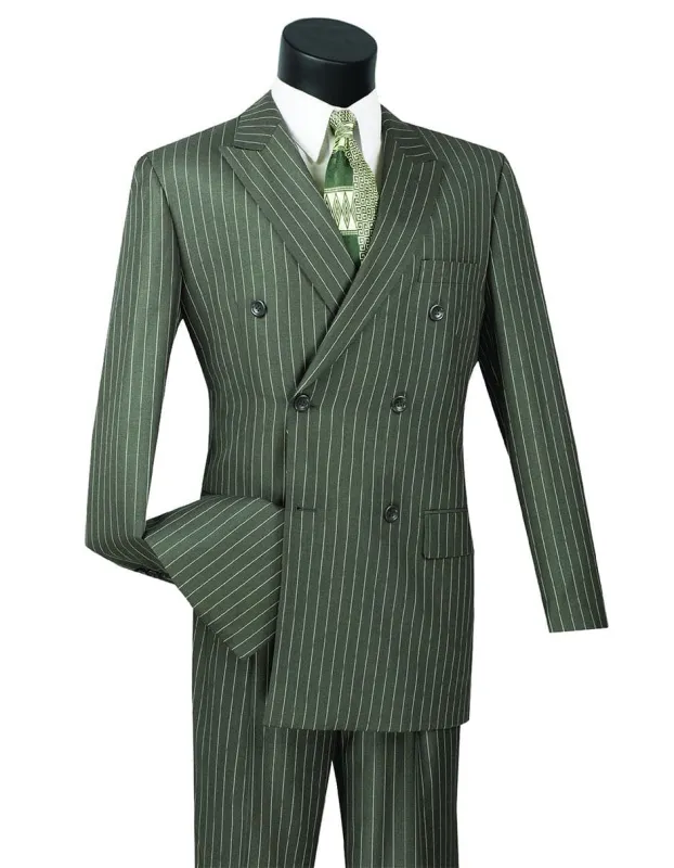 Mens Grey Suit Mens Double Breasted Gangster Pinstripe Suit in Charcoal Grey sold by Alberto Nardoni