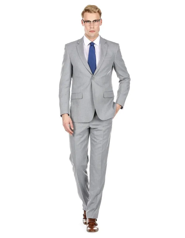 Mens Grey Suit Mens Modern Fit Summer Wedding Suit Light Grey sold by Alberto Nardoni