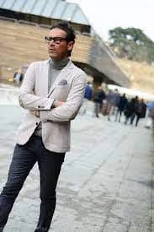 Mens Turtleneck With Blazer  White Blazer sold by Alberto Nardoni