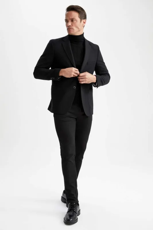 Suit And Turtleneck Combo - Turtleneck Prom Outfits - Prom Turtleneck   Black Suit made by Alberto Nardoni