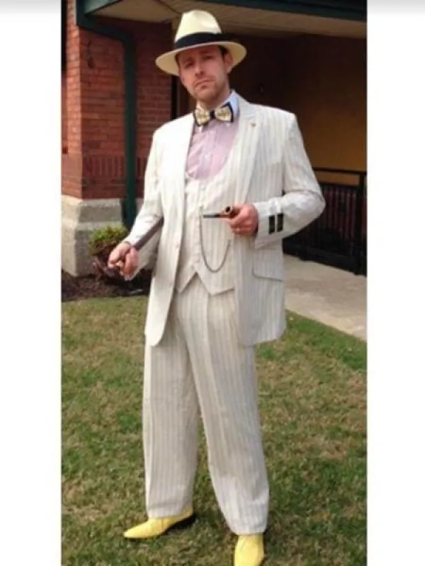 Mens White With Black Pinstripe Suit sold by Alberto Nardoni