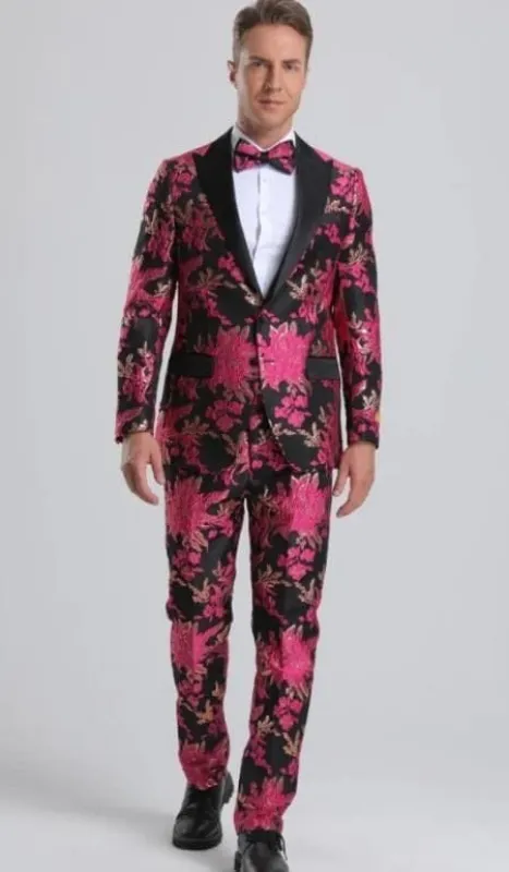 Mens Big and Tall Tuxedo -Pink and Black Tuxedo made by Alberto Nardoni