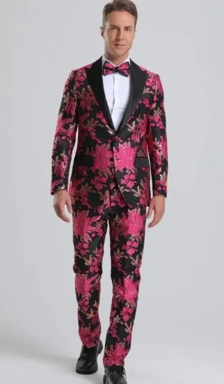 Mens Big and Tall Tuxedo -Pink and Black Tuxedo sold by Alberto Nardoni