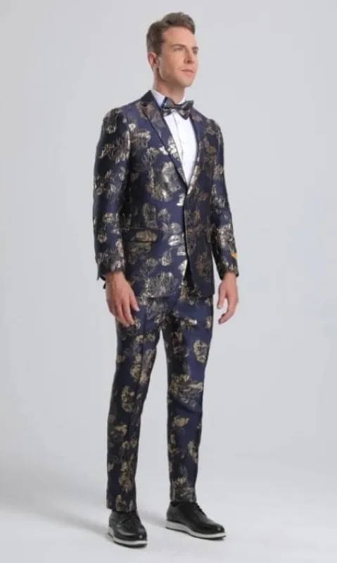 Mens Big and Tall Tuxedo -Navy And Gold Tuxedo sold by Alberto Nardoni
