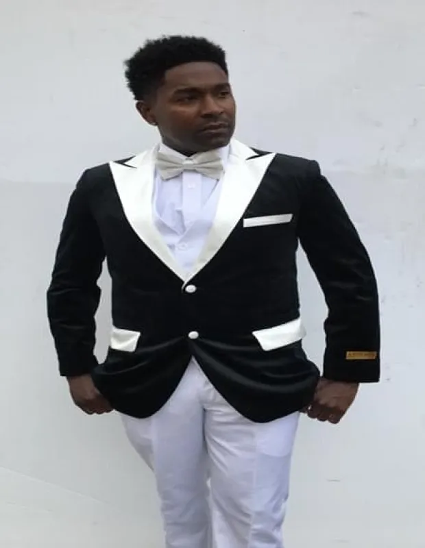Mens Black and White Prom Suit - Black and White Wedding Groom Suit sold by Alberto Nardoni