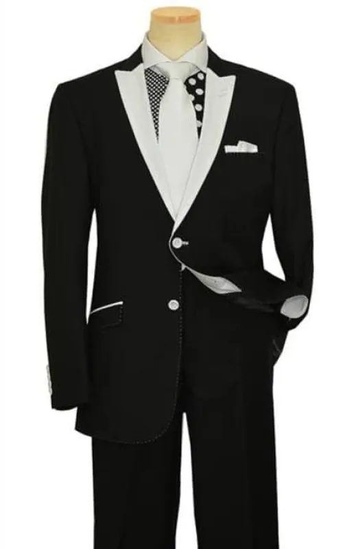 Mens Black and White Prom Suit - Black and White Wedding Groom Suit sold by Alberto Nardoni