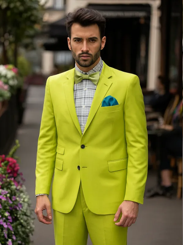 Men's Neon Green - Light Green / Light Green > Quality Suit Jacket + Pants sold by Alberto Nardoni