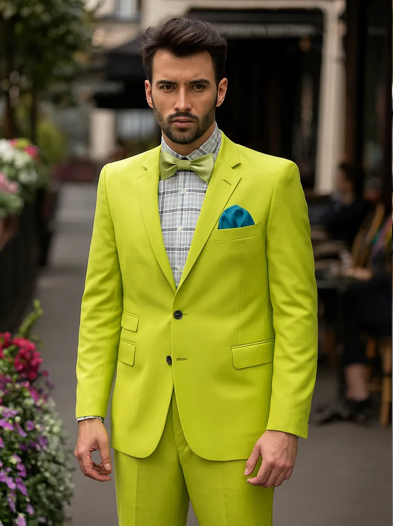 Men's Neon Green - Light Green / Light Green > Quality Suit Jacket + Pants sold by Alberto Nardoni