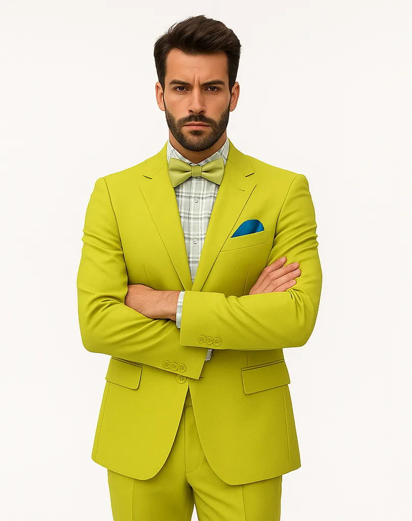 Men's Neon Green - Light Green / Light Green > Quality Suit Jacket + Pants sold by Alberto Nardoni product image thumbnail 4