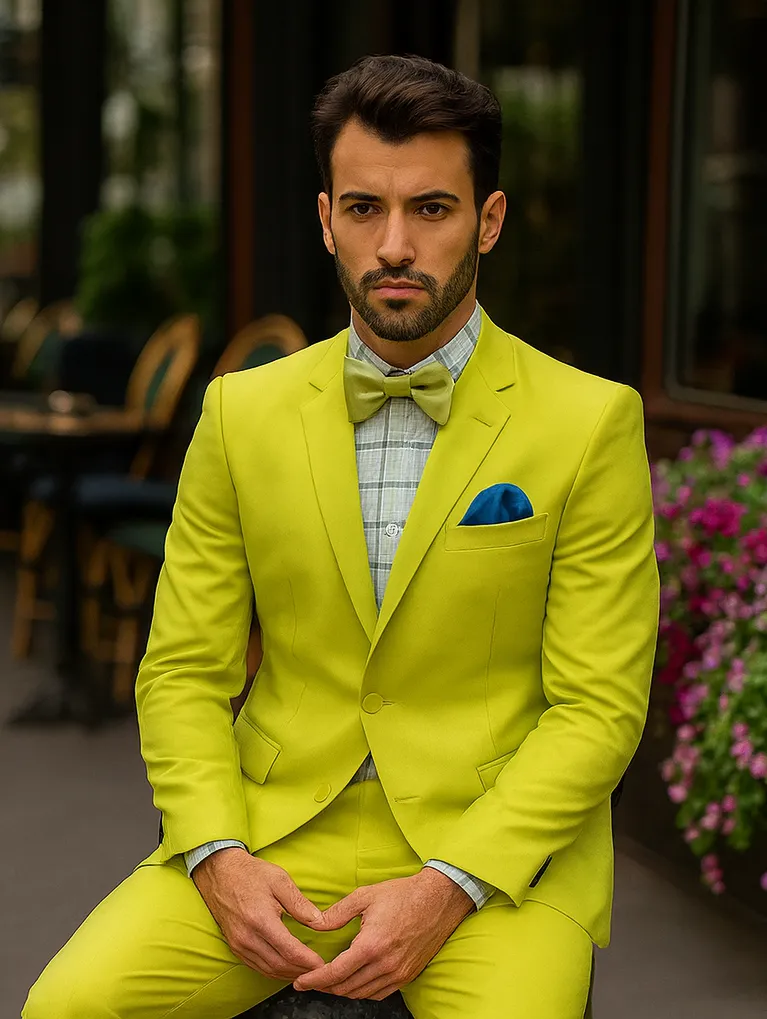 Men's Neon Green - Light Green / Light Green > Quality Suit Jacket + Pants sold by Alberto Nardoni product image thumbnail 3