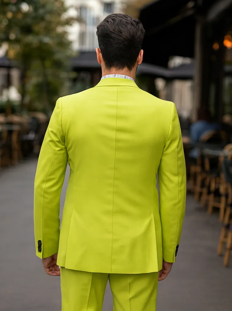 Men's Neon Green - Light Green / Light Green > Quality Suit Jacket + Pants sold by Alberto Nardoni product image thumbnail 2