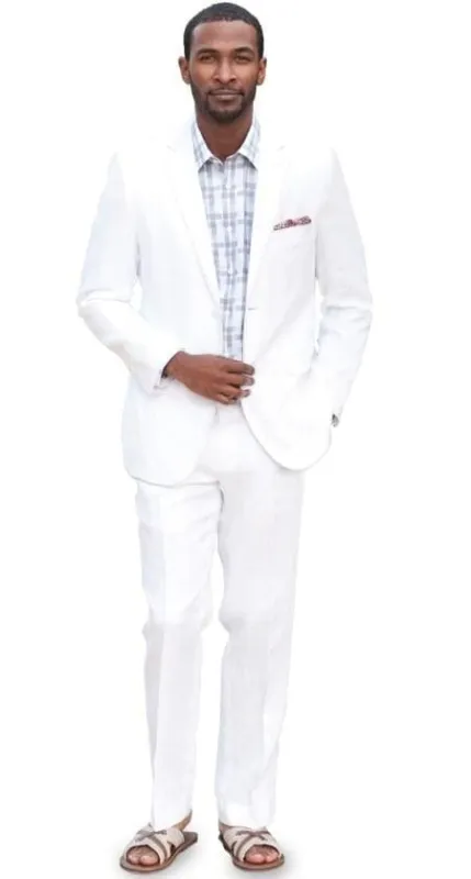 Mens Big and Tall linen Suit -White Suit made by Alberto Nardoni