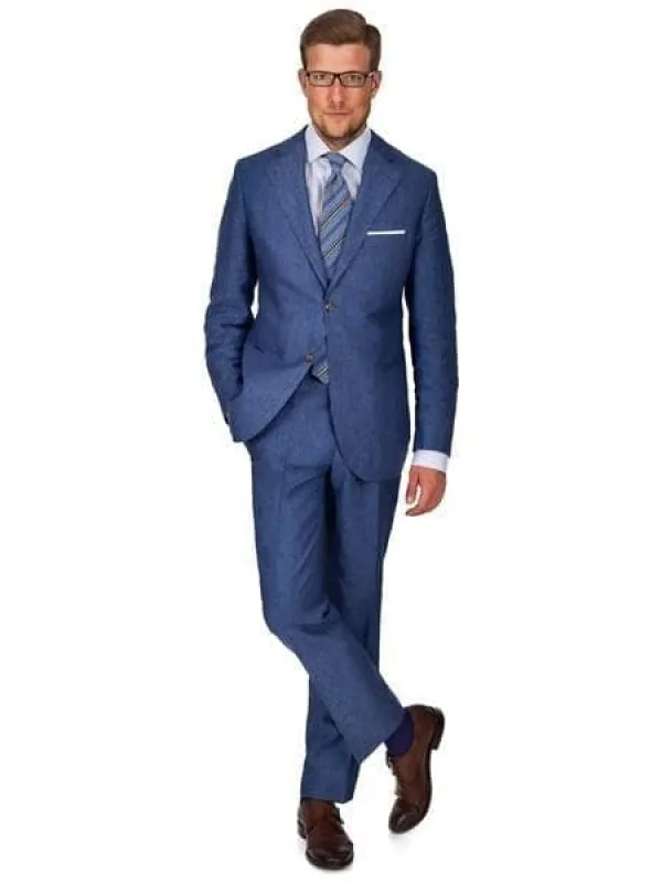 Mens Big and Tall linen Suit -Sky Blue Suit sold by Alberto Nardoni