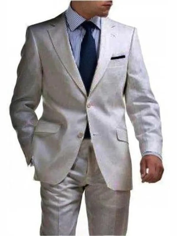 Mens Big and Tall linen Suit -Silver Suit made by Alberto Nardoni