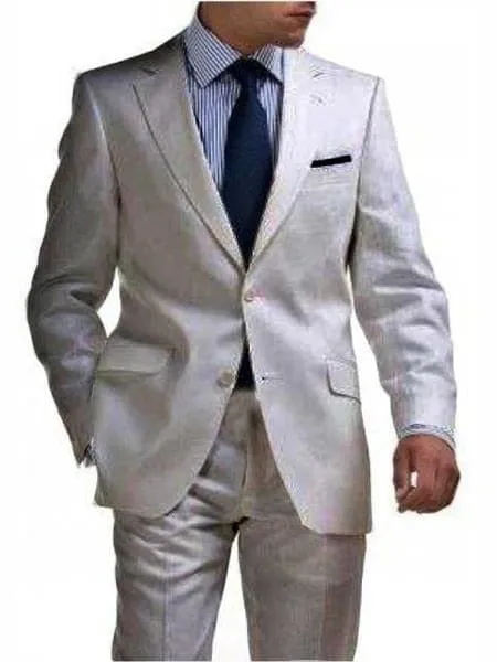 Mens Big and Tall linen Suit -Silver Suit sold by Alberto Nardoni