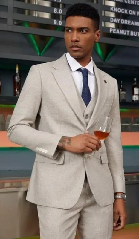 Mens Big and Tall linen Suit -Tan Suit made by Alberto Nardoni