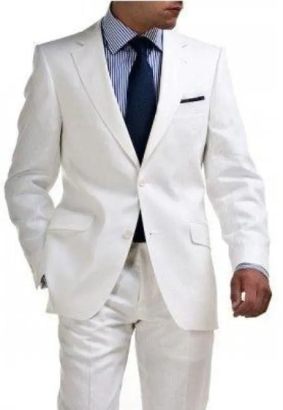 Mens Big and Tall linen Suit -White Suit sold by Alberto Nardoni