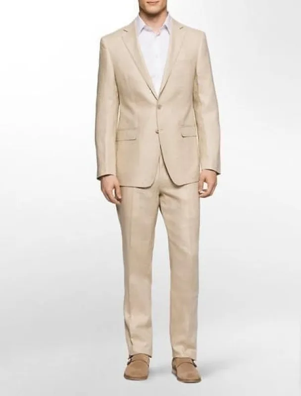 Mens Big and Tall linen Suit -Natural Suit sold by Alberto Nardoni