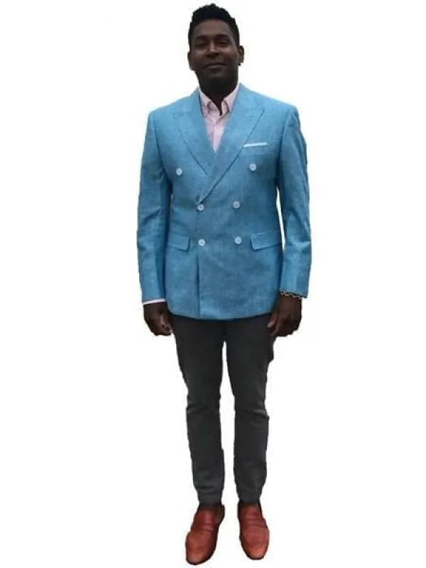 Mens Big and Tall linen Suit -Sky Blue Suit sold by Alberto Nardoni