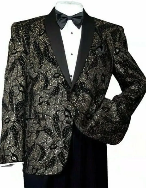 Men's Black/Gold Polyester Slim Fit Blazer sold by Alberto Nardoni