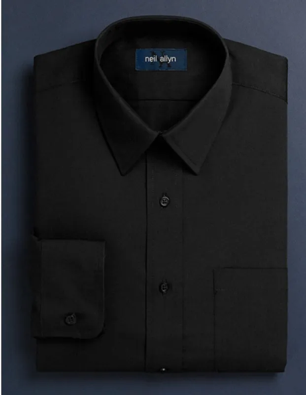 Mens Classic 100% Cotton Spread Collar Dress Shirt in Black sold by Alberto Nardoni