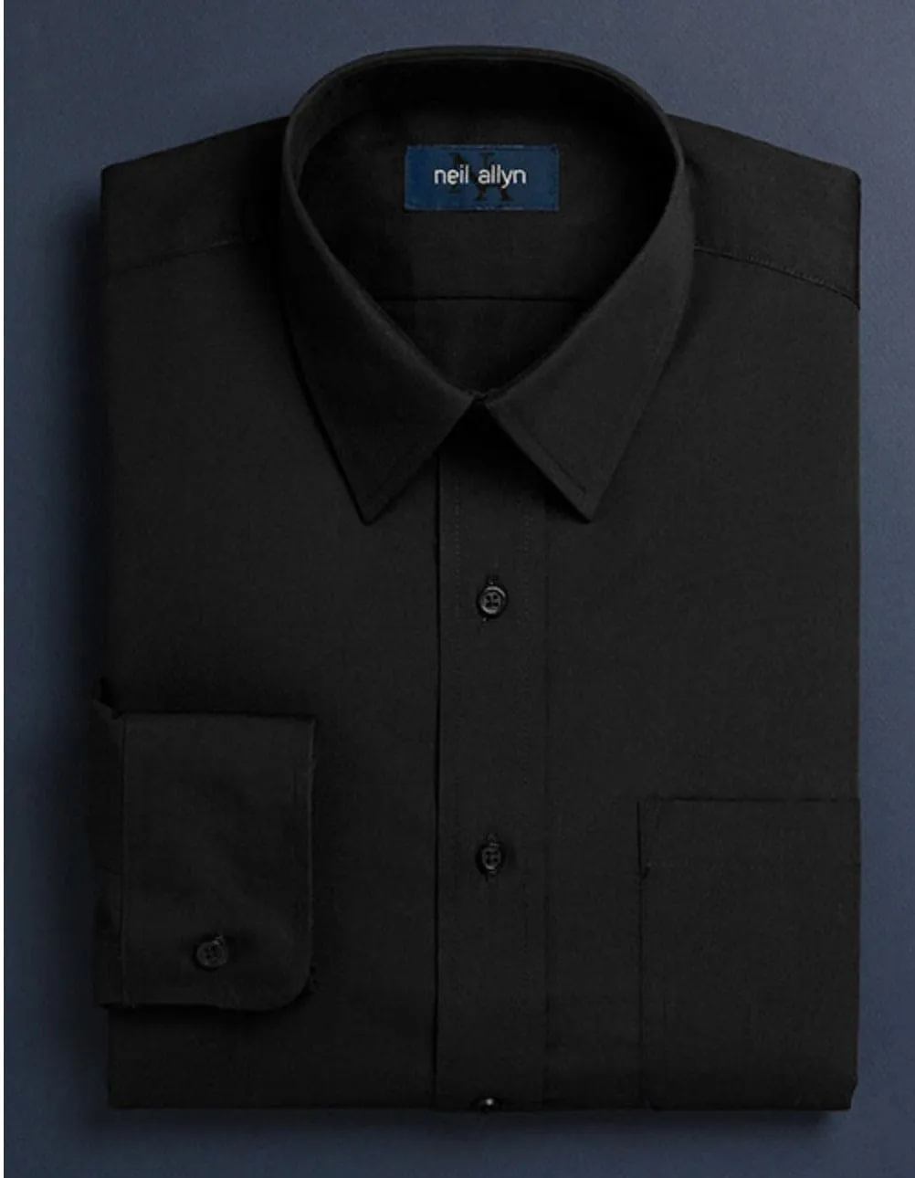 Mens Classic 100% Cotton Spread Collar Dress Shirt in Black sold by Alberto Nardoni