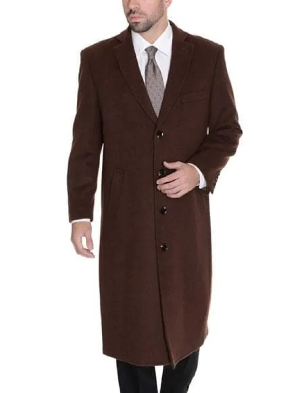 Mens Overcoat -Mens Long Wool Topcoats- Topcoat For Men-Men's Dress Coat 3 Buttons Brown Full Length %65 Wool Blend Overcoat Top Coat sold by Alberto Nardoni