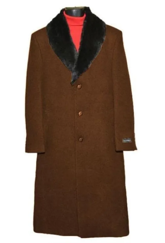 Mens Overcoat -Mens Long Wool Topcoats- Topcoat For Men-Men's Dress Coat Brown sold by Alberto Nardoni