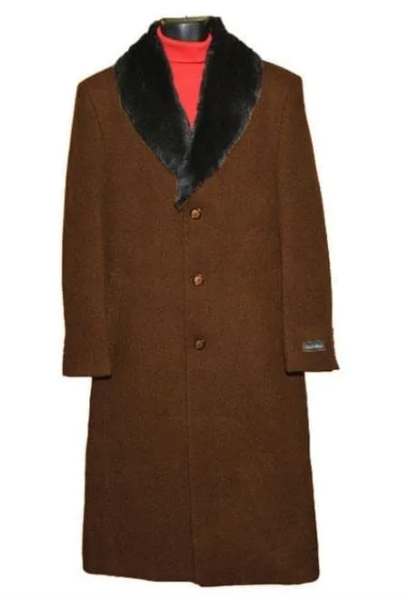 Mens Overcoat -Mens Long Wool Topcoats- Topcoat For Men-Men's Dress Coat Brown sold by Alberto Nardoni