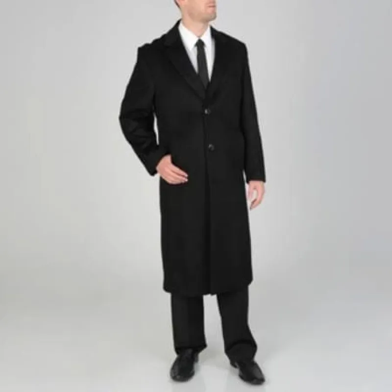 Mens Overcoat -Mens Long Wool Topcoats- Topcoat For Men-Mens Topcoat Mens Dress Coat 'Harvard' Black Cashmere Full-Length - Men's Overcoat sold by Alberto Nardoni