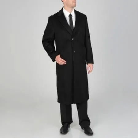 Mens Overcoat -Mens Long Wool Topcoats- Topcoat For Men-Mens Topcoat Mens Dress Coat 'Harvard' Black Cashmere Full-Length - Men's Overcoat sold by Alberto Nardoni