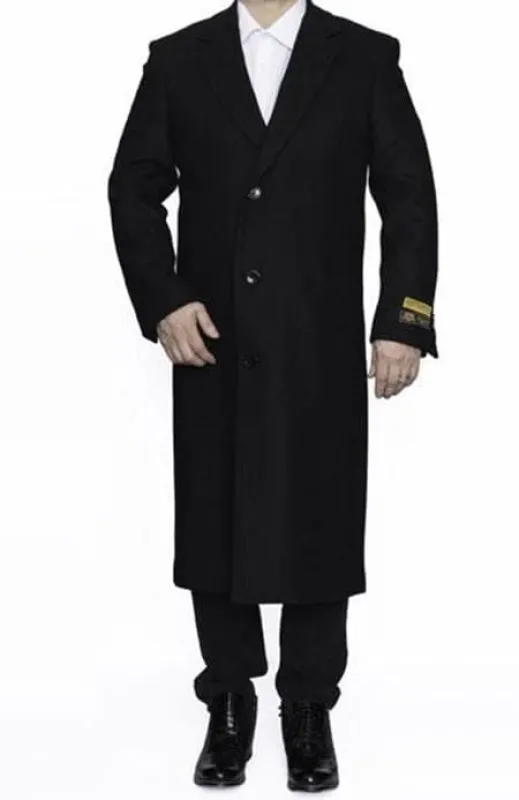 Mens Overcoat -Mens Long Wool Topcoats- Topcoat For Men-Men's Dress Coat Full Length Wool Dress Top Coat / Overcoat In Black Winter Men's Topcoat Sale sold by Alberto Nardoni