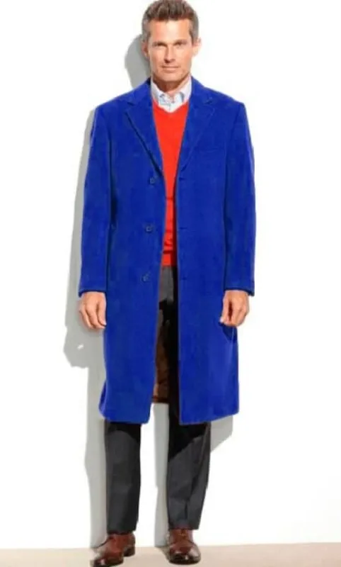 Mens Overcoat -Mens Long Wool Topcoats- Topcoat For Men-Royal Blue Men's Dress Coat Full Length Overcoat ~ Long Men's Dress Topcoat - Winter Coat (Cashmere Touch (Not Cashmere)) sold by Alberto Nardoni