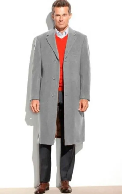 Mens Overcoat -Mens Long Wool Topcoats- Topcoat For Men-Men's Dress Coat Light Gray sold by Alberto Nardoni