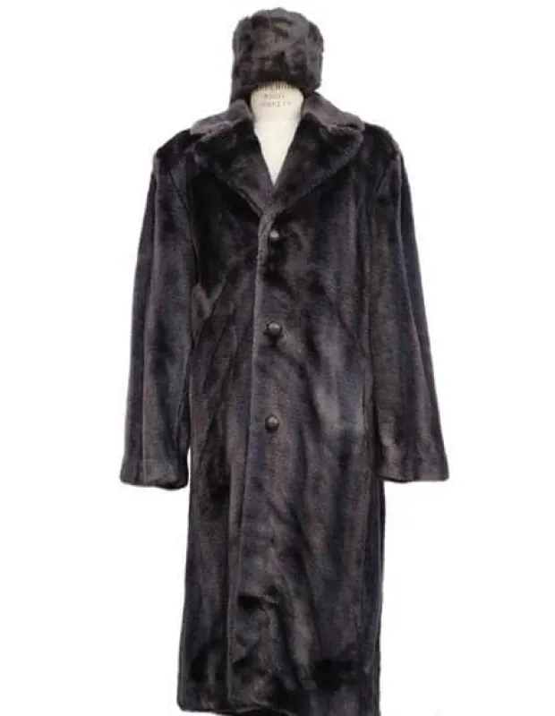 Mens Overcoat -Mens Long Wool Topcoats- Topcoat For Men-Men's Long Length Faux Fur Coat Full Length Overcoat ~ Long Men's Dress Topcoat - Winter Coat+ Matching Hat Brown sold by Alberto Nardoni