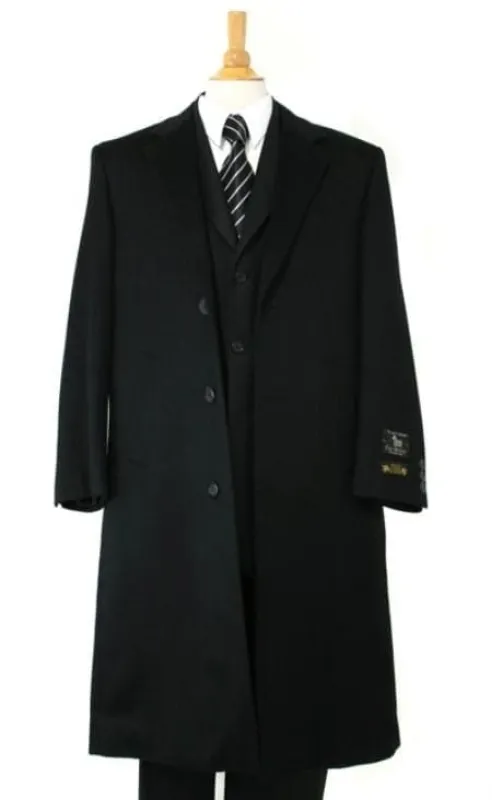 Mens Overcoat - Mens Long Wool Topcoats - Topcoat For Men-Long Winter Dress Knee Length Coat Luxurious Men's Dress Coat Soft Finest Pure Cashmere & Amp Full Length Black Long Men's Dress Topcoat - Winter Coat ~ Men's Overcoat sold by Alberto Nardoni