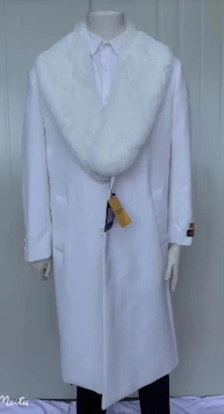 Mens Overcoat -Mens Long Wool Topcoats- Topcoat For Men-Mens Full Length And Cashmere Overcoat - Winter Topcoats - White Coat sold by Alberto Nardoni
