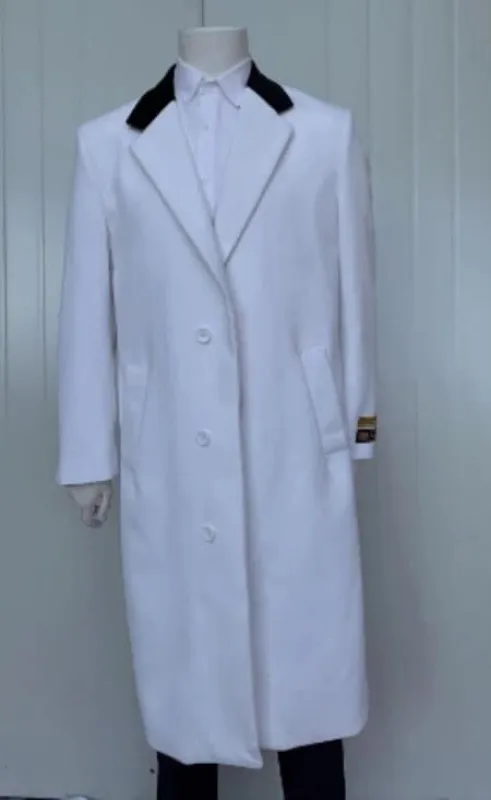 Mens Overcoat -Mens Long Wool Topcoats- Topcoat For Men-Mens Full Length And Cashmere Overcoat - Winter Topcoats - White Coat sold by Alberto Nardoni
