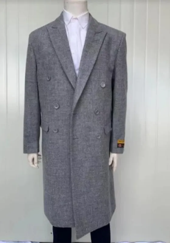 Mens Overcoat -Mens Long Wool Topcoats- Topcoat For Men-Mens Full Length And Cashmere Overcoat - Winter Topcoats - Gray Coat sold by Alberto Nardoni