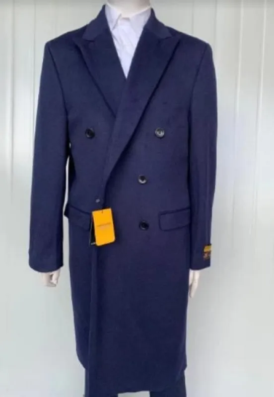 Mens Overcoat -Mens Long Wool Topcoats- Topcoat For Men-Mens Full Length And Cashmere Overcoat - Winter Topcoats - Blue Coat sold by Alberto Nardoni