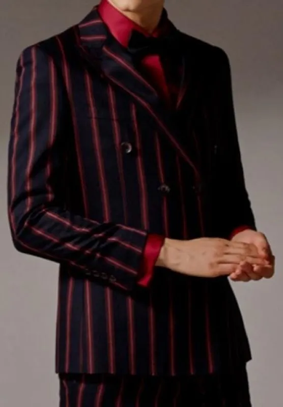 Black And Red Pinstripe Double Breasted Suit sold by Alberto Nardoni
