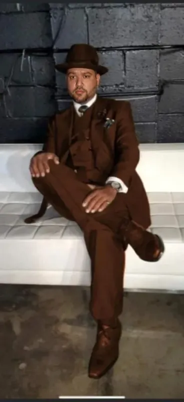 Wide Leg Suits - Classic Fit Suits - Athletic Fit Suits 1 Button Vested Suits - Wool Brown Suits sold by Alberto Nardoni